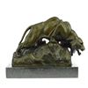 Image 1 : Bronze Mountain Lion Sculpture on Marble Base Statue