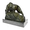Image 7 : Bronze Mountain Lion Sculpture on Marble Base Statue