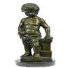 Image 1 : The little boy Holding Apple Bronze Sculpture
