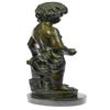 Image 8 : The little boy Holding Apple Bronze Sculpture