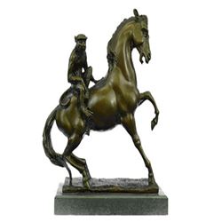 Monkey Sit on Horse Bronze Statue