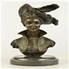 Image 1 : Girl Bust Lady Bronze Sculpture on Marble Base Statue