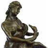 Image 2 : Nude Woman Swan Bronze Statue on Marble Base Sculpture
