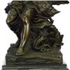 Image 3 : Nude Woman Swan Bronze Statue on Marble Base Sculpture