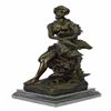 Image 5 : Nude Woman Swan Bronze Statue on Marble Base Sculpture