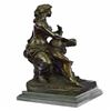 Image 8 : Nude Woman Swan Bronze Statue on Marble Base Sculpture