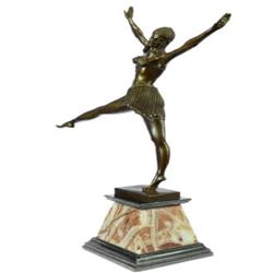 Egyptian Dancer Bronze on Marble Base Statue