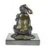 Image 3 : Animal Edition Bronze Bunny With Carrot Sculpture