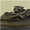 Image 2 : Lion Attacking Crocodile Bronze Sculpture