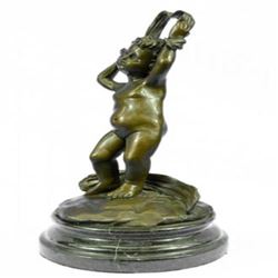 Cherubs Bronze Sculpture on Marble Base Figurine