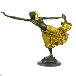 Bronze Dancer Statue on Marble Base Figurine