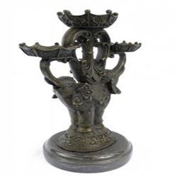 Elephants Candle Holder Bronze Figurine