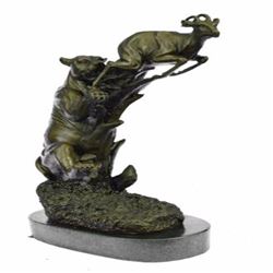 Jaguar attacking Baby Gazelle Bronze Sculpture