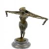 Image 5 : Romanian Dancer Bronze Statue On Marble Base Sculpture