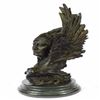 Image 1 : Native American With Eagle Bronze Statue on Marble Base Sculpture