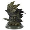 Image 2 : Native American With Eagle Bronze Statue on Marble Base Sculpture