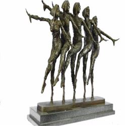 Five Dancer Bronze Sculpture on Marble Base Statue
