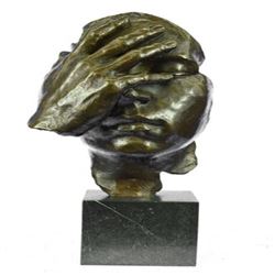 Shame on Me Bronze Sculpture on Marble Base Figurine