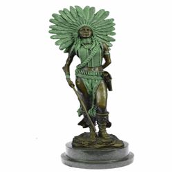 Native American Indian Warrior Bronze Statue