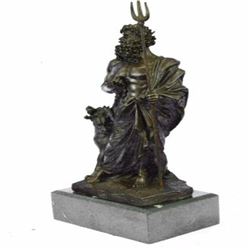 Pluto Zeus and Poseidon Brother Holding Dog Bronze Sculpture