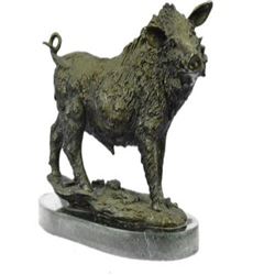Wild Boar Pig Art Deco Bronze Figurine