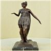 Image 1 : Woman Knight Bronze Statue on Marble Base Sculpture
