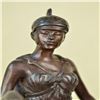 Image 2 : Woman Knight Bronze Statue on Marble Base Sculpture
