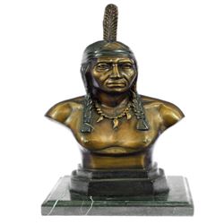 Native Indian Chief Bust Bronze Sculpture
