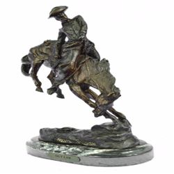 Cowboy on Horse Rodeo Old West Western Bronze Sculpture