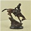 Image 2 : Native Indian Chief Riding Horse on a Rock Bronze Sculpture