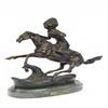 Image 1 : Warrior Bronze Sculpture on Marble Base Statue