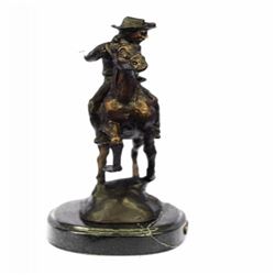 Trooper Bronze Sculpture Man Riding Horse Figurine