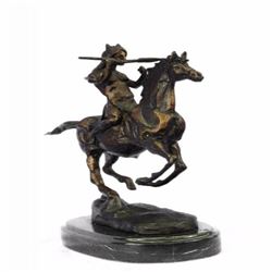 Indian Warrior Chief on Horse Bronze Sculpture