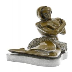 Nude Hawaiian Female on Stone Bronze Sculpture