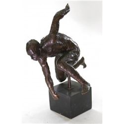 Nude Male Bronze on Marble Base Sculpture