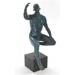 Geometric Man on Marble Base Bronze Sculpture