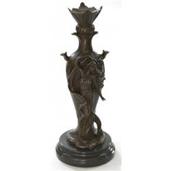 Art Deco Sexy Woman on Marble Base Bronze Sculpture