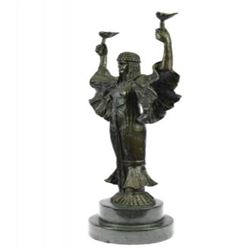 Torch of Victory Tall Woman Bronze Statue