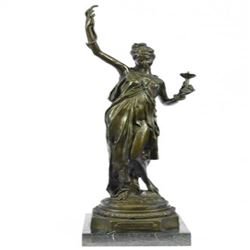 Snake Charmer Bronze Statue on Marble Base Sculpture