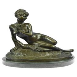 Ernst Nude Woman with Butterfly Bronze Sculpture