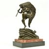 Image 1 : Native American Woman Bronze Statue on Marble Base Sculpture