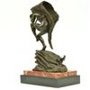 Image 4 : Native American Woman Bronze Statue on Marble Base Sculpture