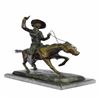 Image 1 : Cowboy Riding Bronze Sculpture on Marble Base Figurine