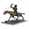 Image 2 : Cowboy Riding Bronze Sculpture on Marble Base Figurine