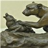 Image 2 : Jaguar attacks Cub Bronze Statue on Marble Base Sculpture