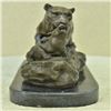 Image 3 : Jaguar attacks Cub Bronze Statue on Marble Base Sculpture