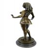 Image 3 : Comic Cat Woman Bronze Sculpture on Marble Base Figurine