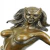 Image 5 : Comic Cat Woman Bronze Sculpture on Marble Base Figurine