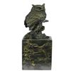Image 1 : Bronze Bird Owl Sculpture on Marble Base Statue