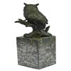 Image 8 : Bronze Bird Owl Sculpture on Marble Base Statue